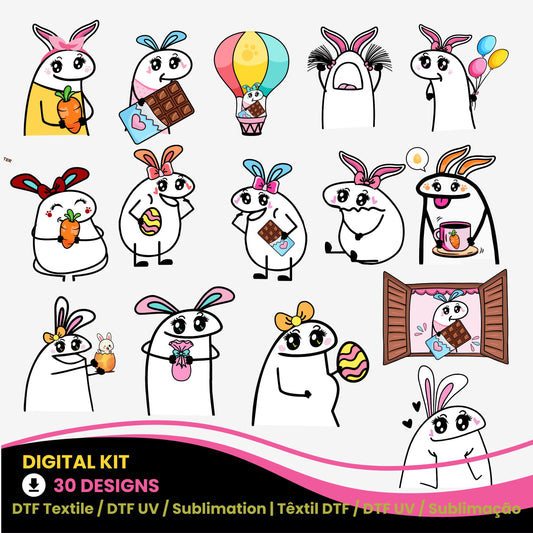 Flork Easter Digital Kit | Funny Easter Phrases & Characters