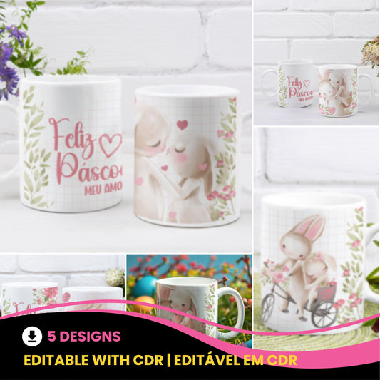 Easter Couple Mug Sublimation Bundle | Cute Matching Easter Designs