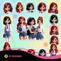 Cute School Girl Clipart PNG Bundle | Chibi Student Digital Stickers