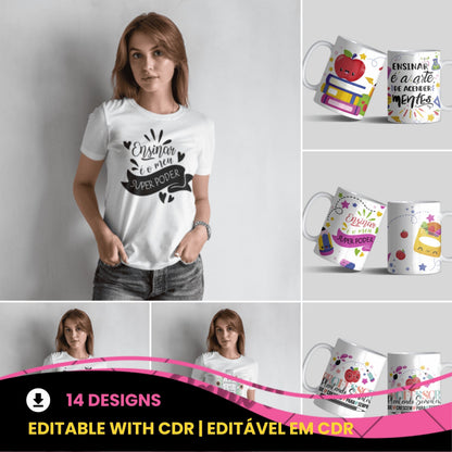 Teacher Appreciation Sublimation Design PNG Bundle | Teacher Shirt PNG | Mug Wrap Sublimation PNG 11oz 15oz