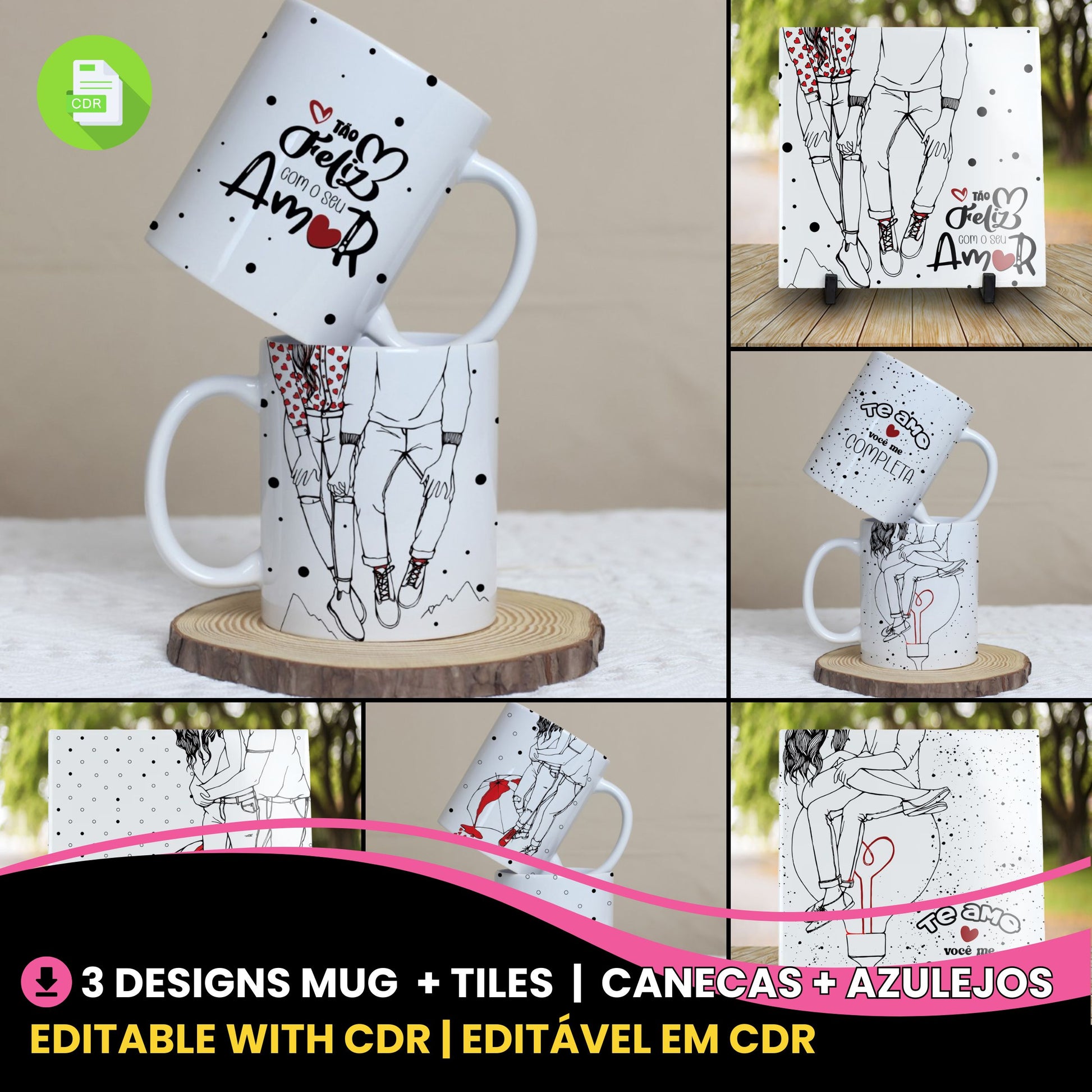 Minimalist Valentine’s Day Couple Mug Sublimation | Simple Love Design