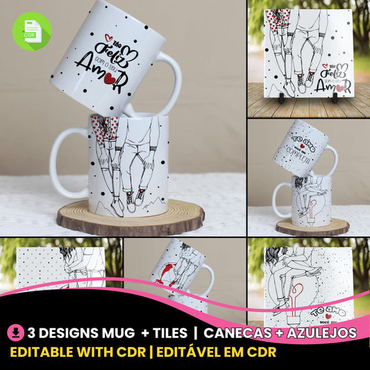 Minimalist Valentine’s Day Couple Mug Sublimation | Simple Love Design