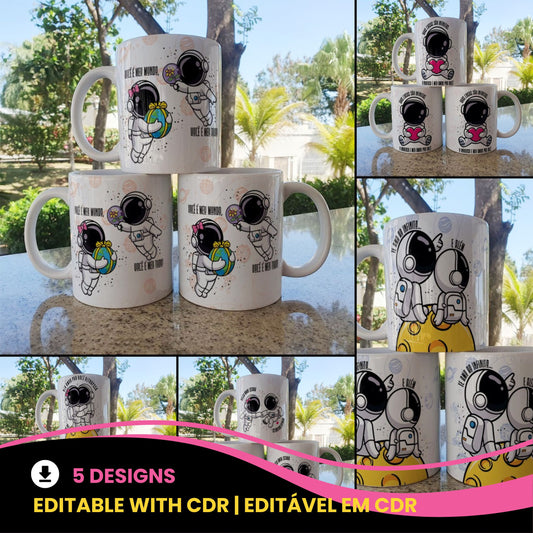 Valentine’s Day Astronaut Couple Mug Sublimation | Space Love Design for Couples