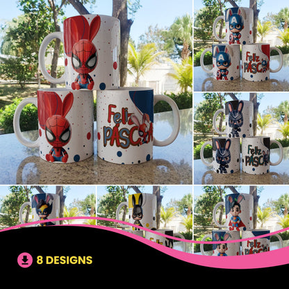 Easter Superhero Boys Mug Sublimation Bundle | Cute Hero Designs