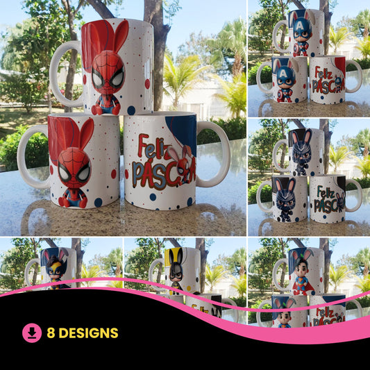 Easter Superhero Boys Mug Sublimation Bundle | Cute Hero Designs