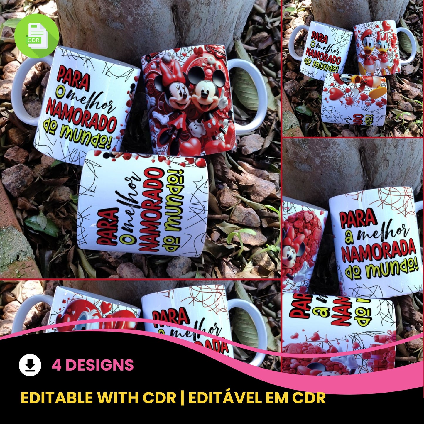 Valentine’s Day Disney-Inspired Couple Mug Sublimation | Mickey Style Love Design