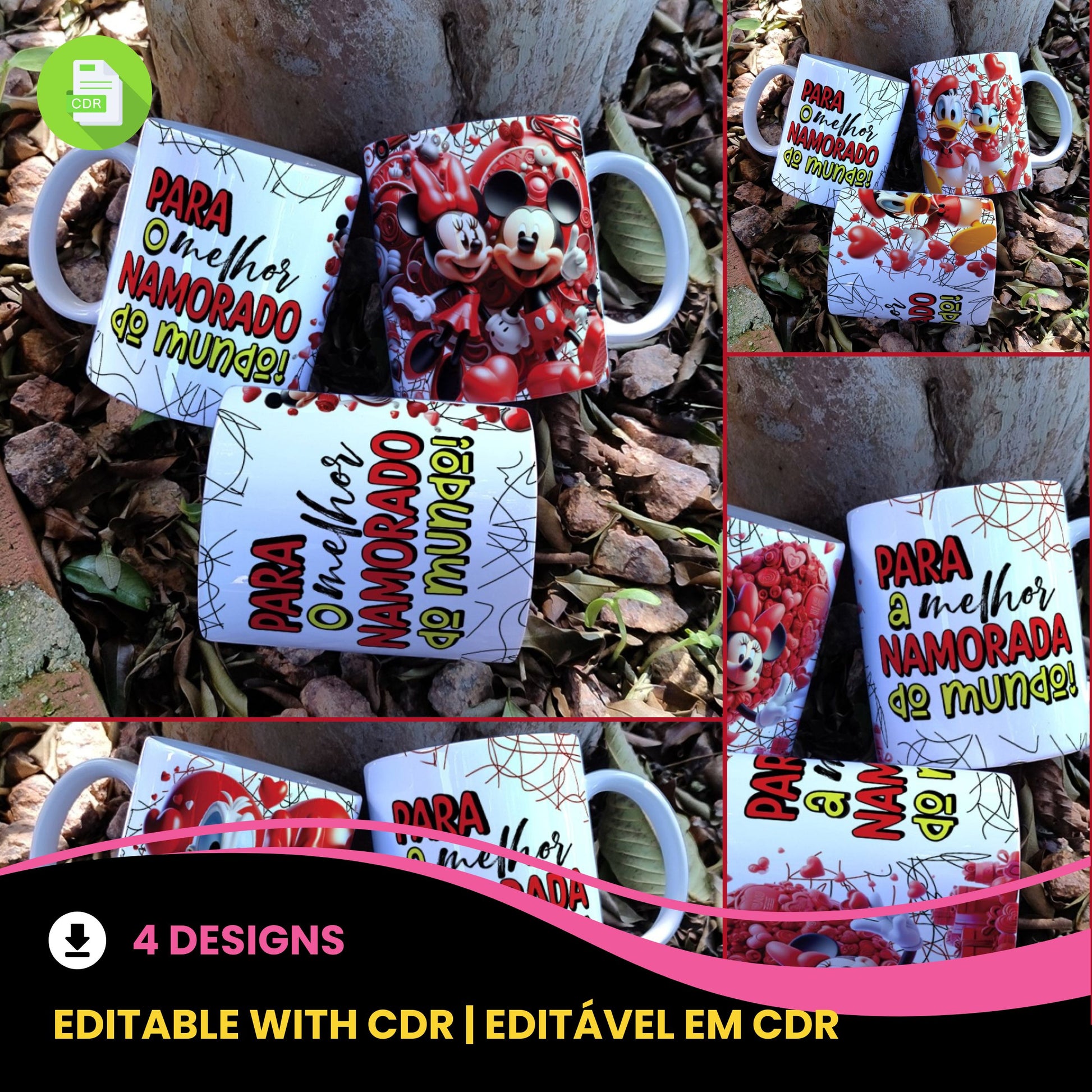 Valentine’s Day Disney-Inspired Couple Mug Sublimation | Mickey Style Love Design