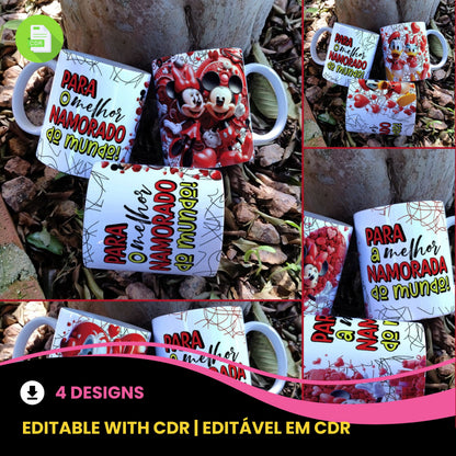 Valentine’s Day Disney-Inspired Couple Mug Sublimation | Mickey Style Love Design