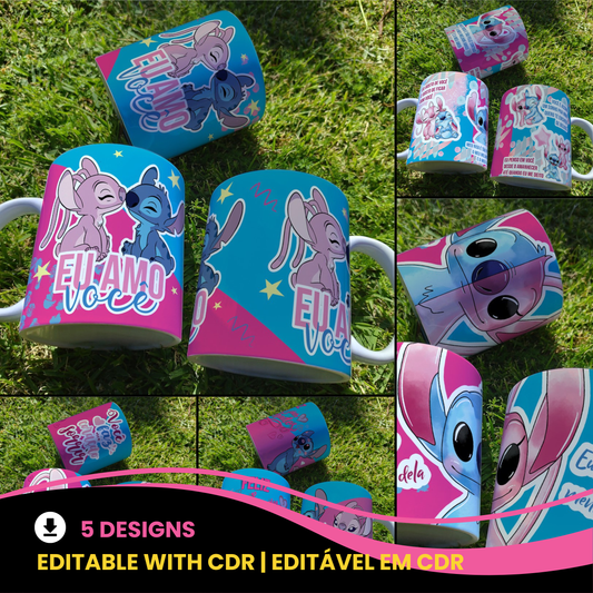 Valentine’s Day Stitch & Angel Inspired Mug Sublimation 