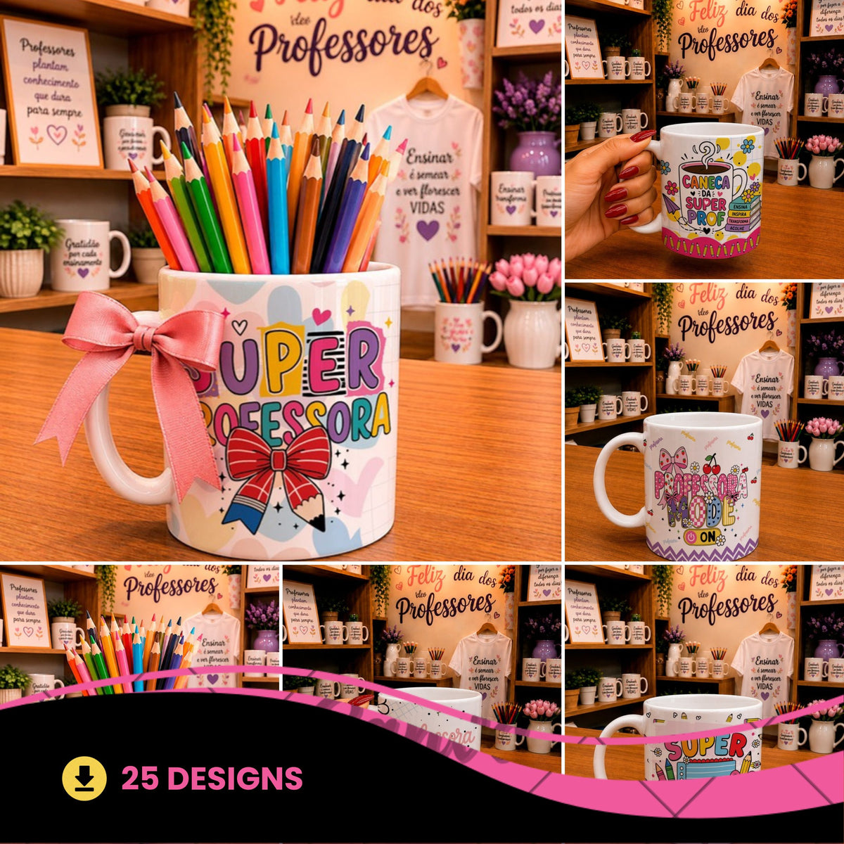 Teacher Appreciation Mug Wrap PNG Bundle | Super Teacher Sublimation Designs
