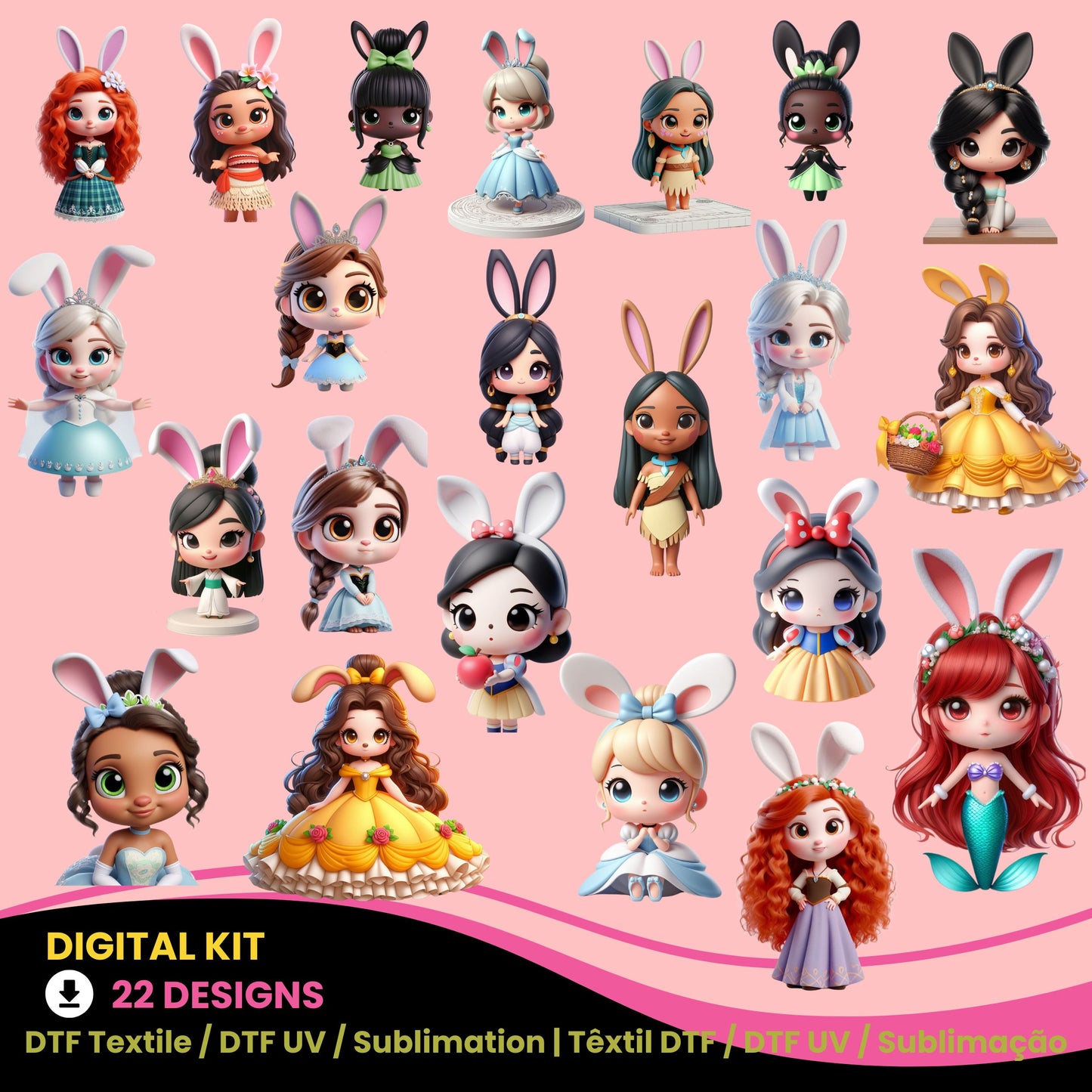 Princess Easter Mug Digital Kit | Cute & Magical Sublimation Designs