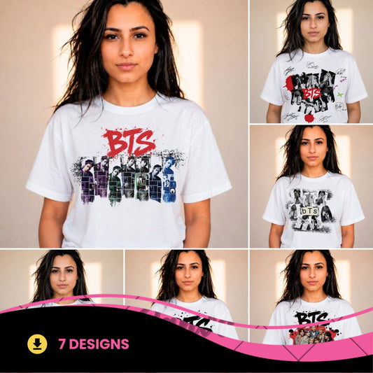 BTS Shirt Sublimation Design PNG Bundle | Kpop T-Shirt Sublimation PNG