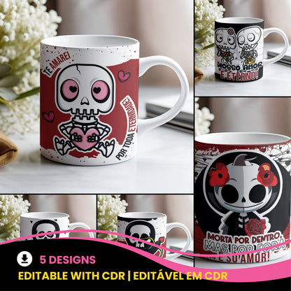 Valentine’s Day Love Skull Mug Sublimation | Romantic Skull Design