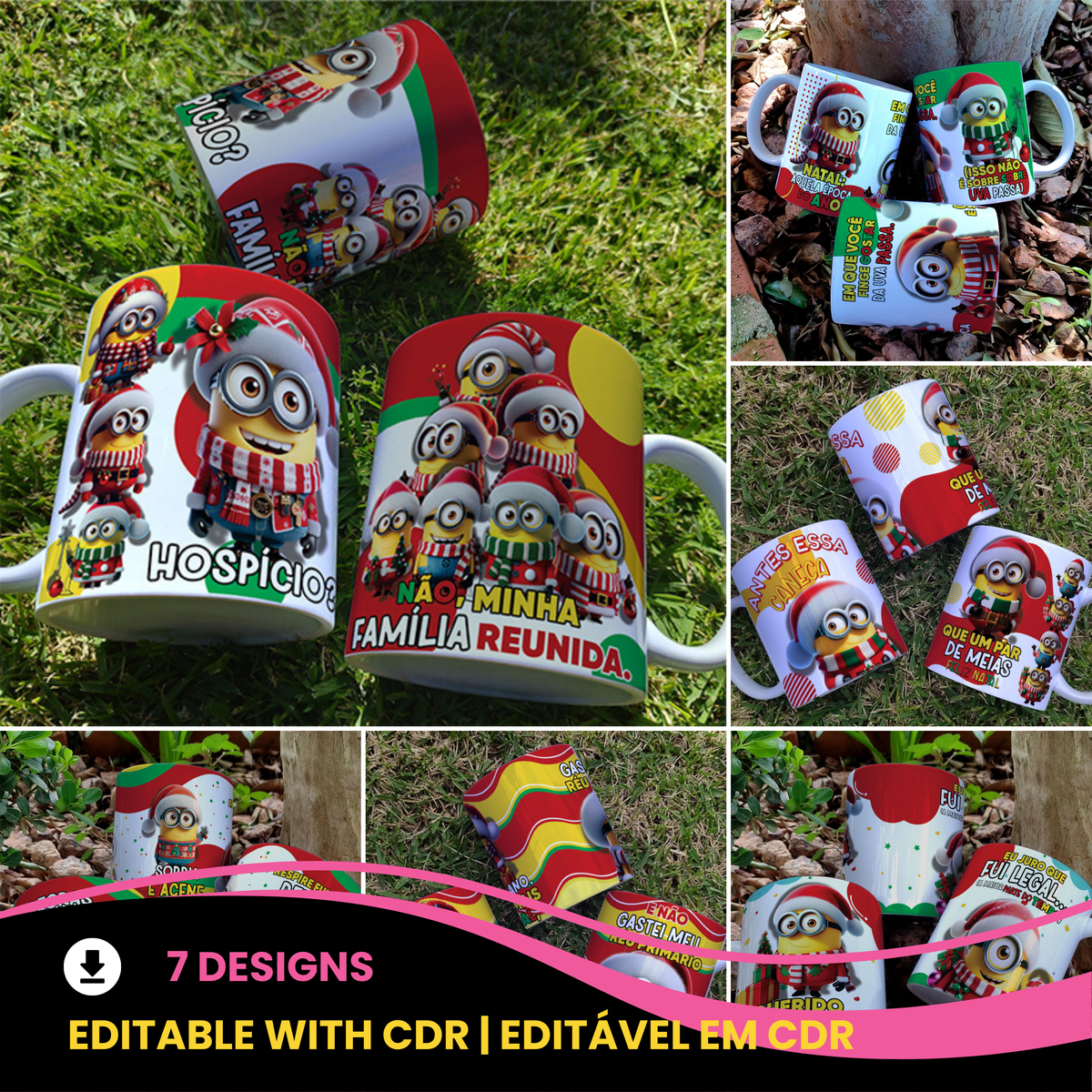 Funny Christmas Mug Sublimation PNG | Minion Style Holiday Mug Wrap