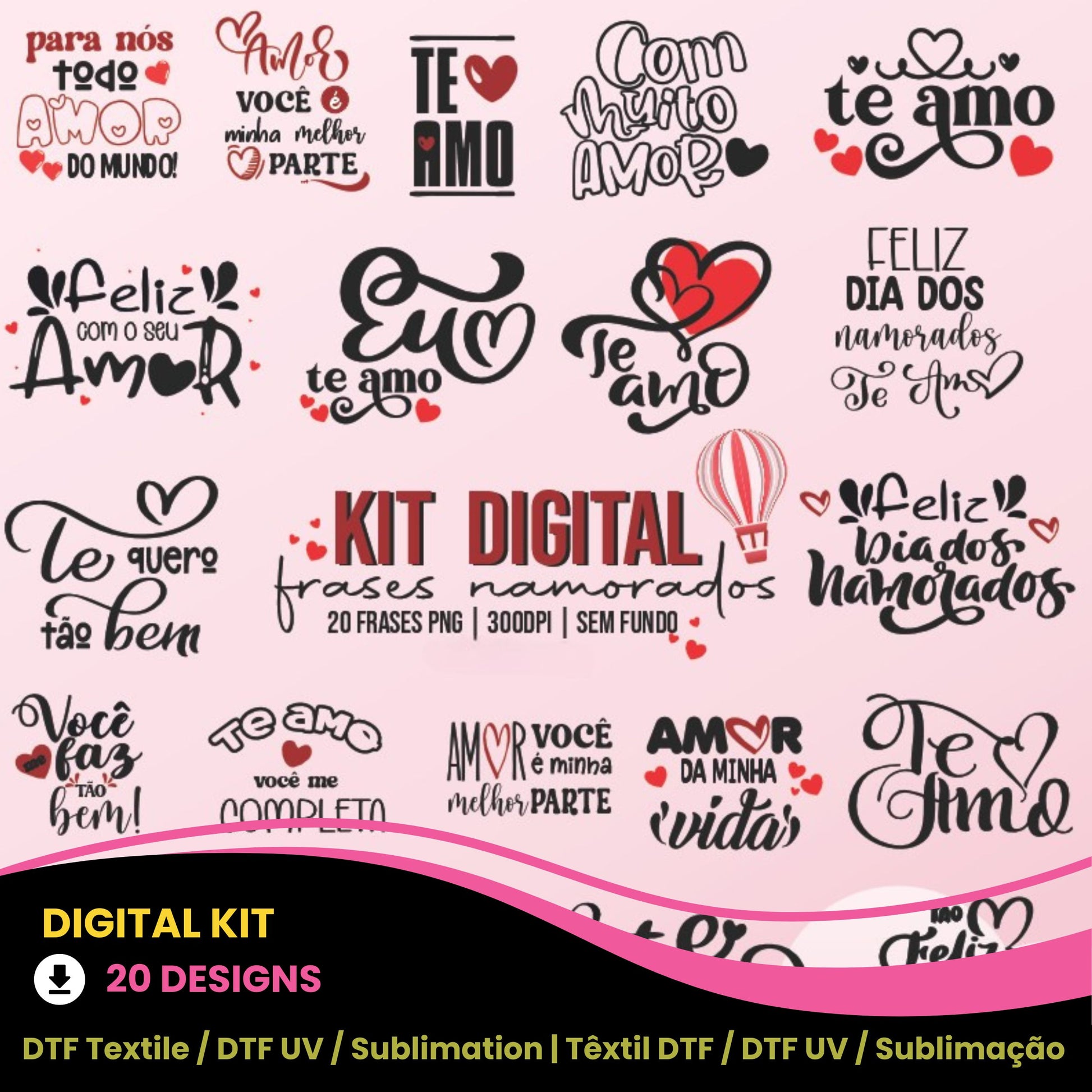 Valentine’s Day Couple Quotes Digital Kit | Romantic Phrases for Lovers