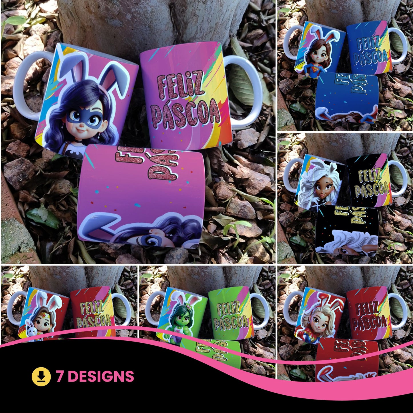 Easter Girls Mug Sublimation Bundle | Cute Female Easter Characters