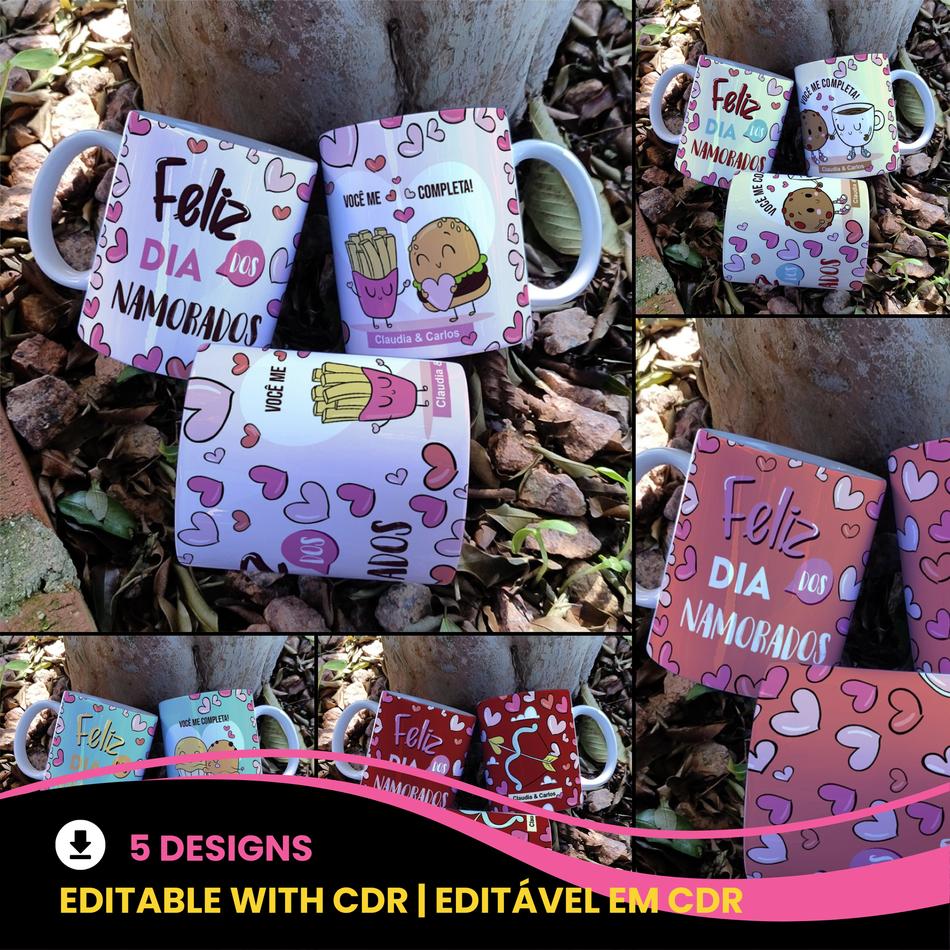 Happy Valentine’s Day Mug Sublimation | Editable Names Love Design