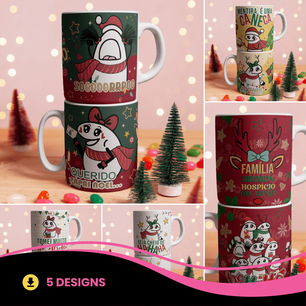 Funny Christmas Flork Mug Sublimation Designs Bundle | Sarcastic Holiday Coffee Wrap PNG