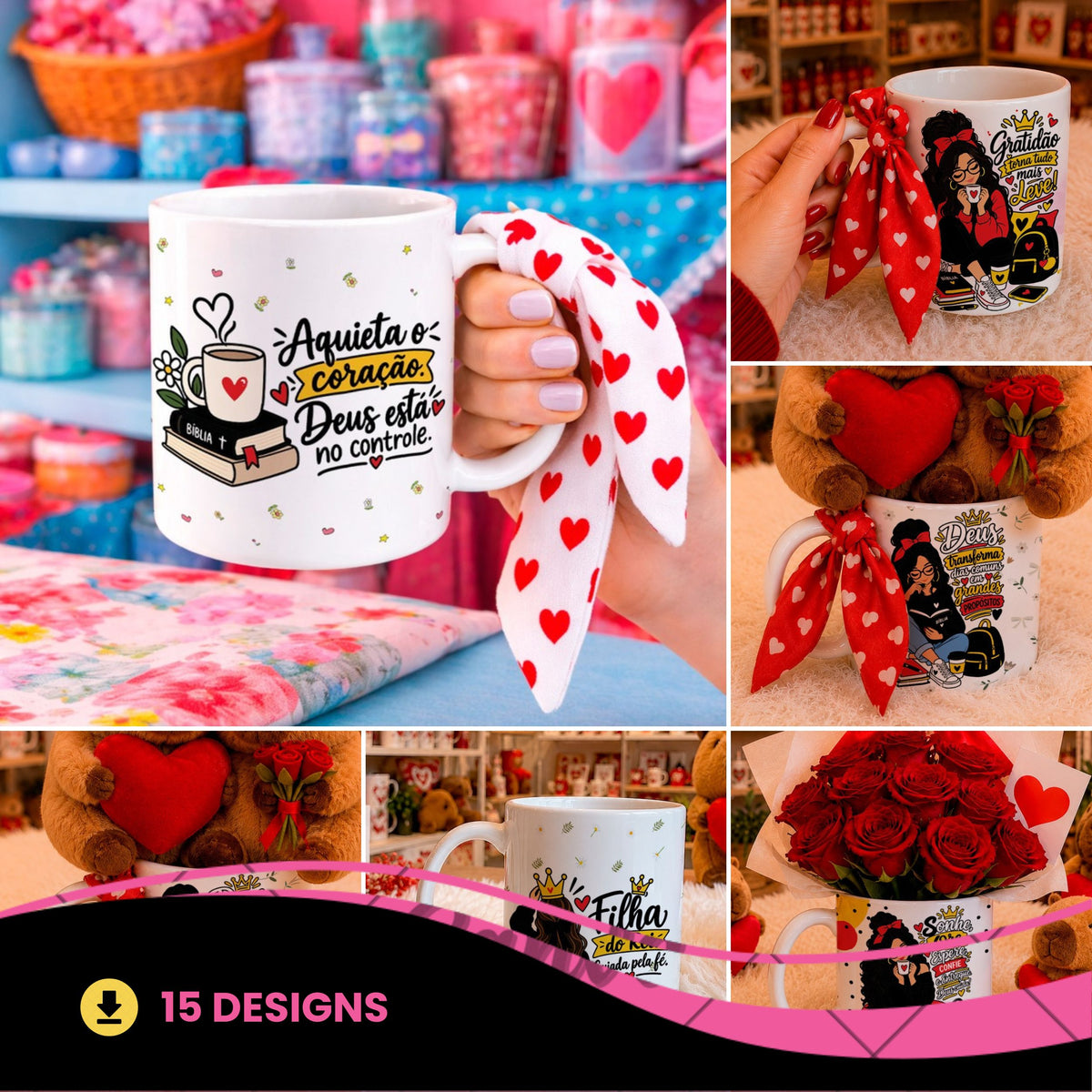 Christian Girl Mug Wrap PNG Bundle | Faith Motivational Sublimation Designs