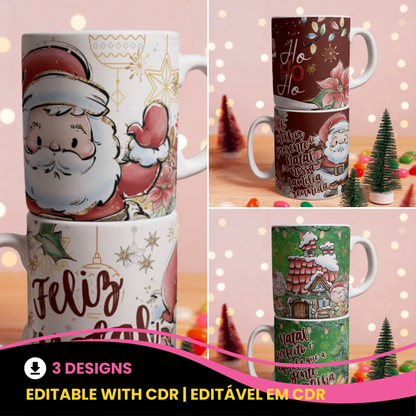 Vintage Storybook Christmas Mug Sublimation Designs | Cute Santa & Mrs. Claus Mug Wrap PNG