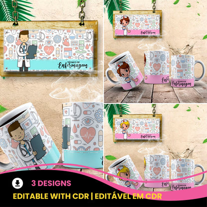 Nurse Technician Mug Wrap Bundle PNG |  Healthcare Worker Appreciation Gift