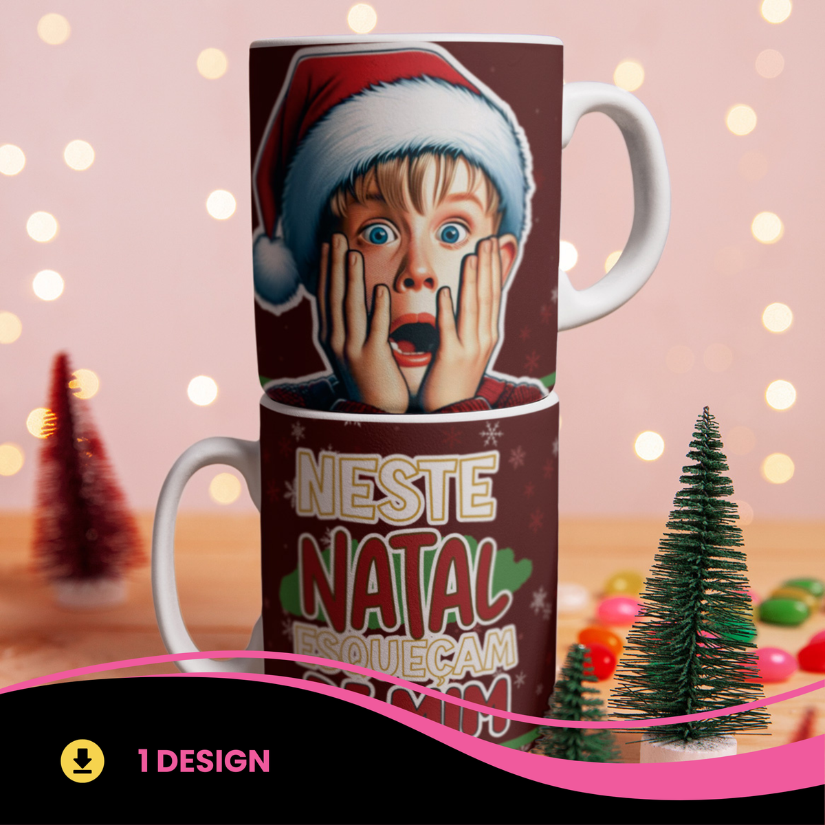 Home Alone Christmas Mug Sublimation PNG | Funny Holiday Mug Wrap Design | This Christmas Forget Me Mug Template
