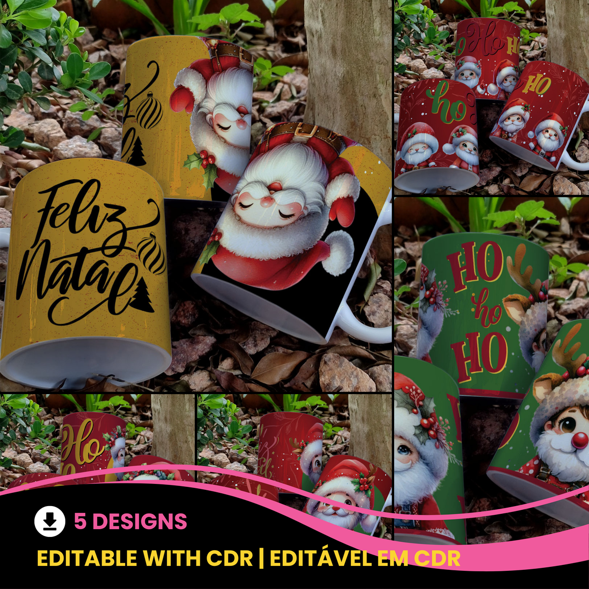 Christmas Mug Sublimation Bundle | Funny Ho Ho Ho & Merry Christmas Cup Design