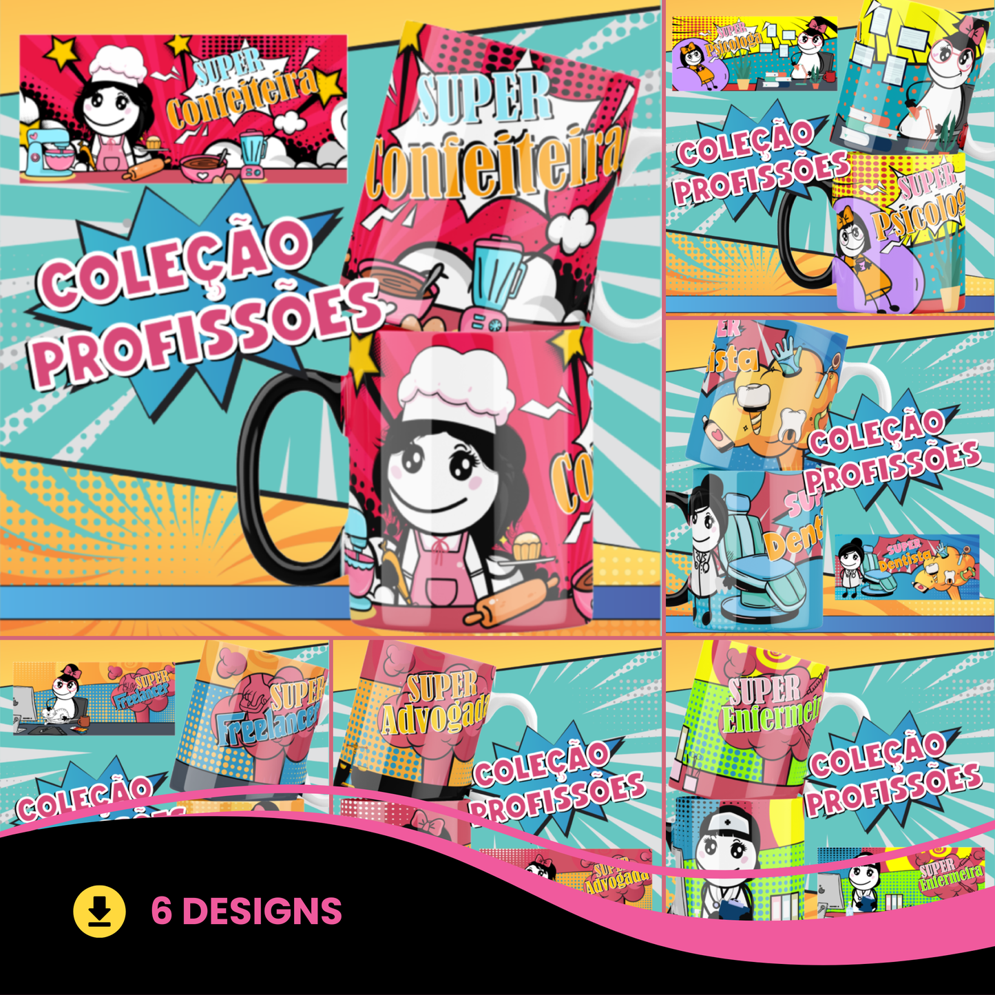 Funny Professions Mug Sublimation Design | Cute Yulitos-Style Career Cups