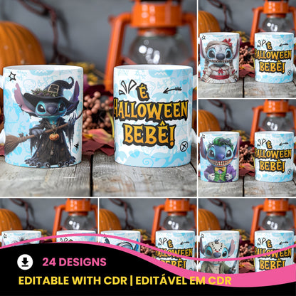 Spooky Alien Cosplay Mug Sublimation PNG Bundle | Horror Movie Villain Mug Wrap 11oz 15oz Template