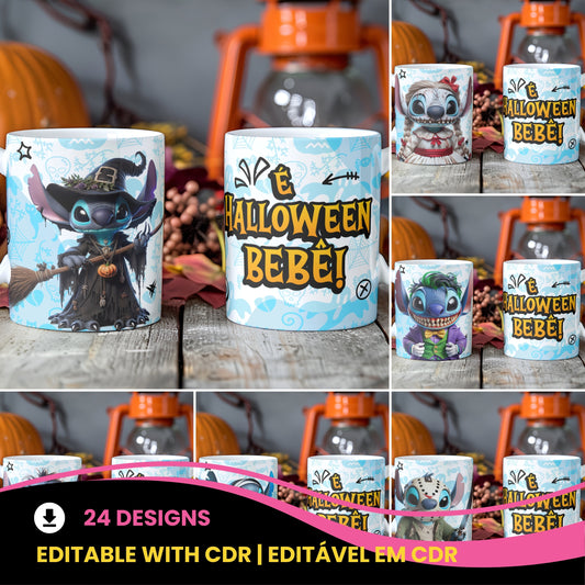Spooky Alien Cosplay Mug Sublimation PNG Bundle | Horror Movie Villain Mug Wrap 11oz 15oz Template