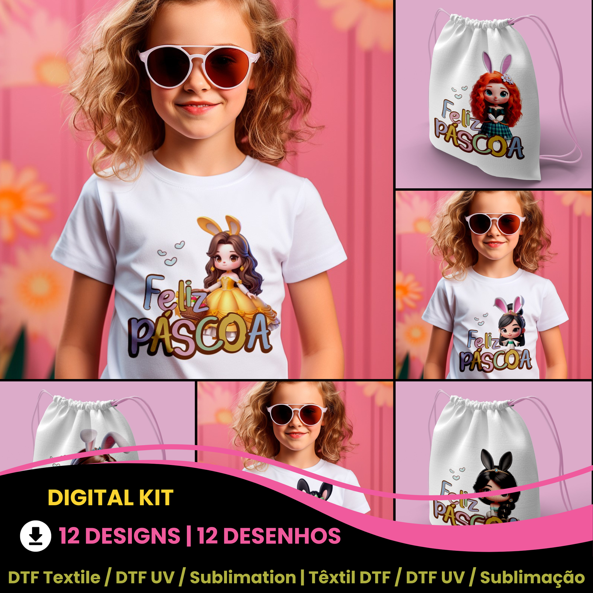Princess Easter Digital Kit | Cute Designs for Backpacks & Shirts