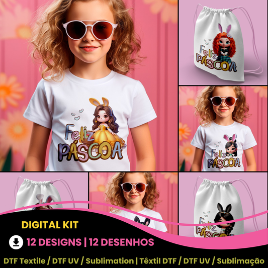 Princess Easter Digital Kit | Cute Designs for Backpacks & Shirts