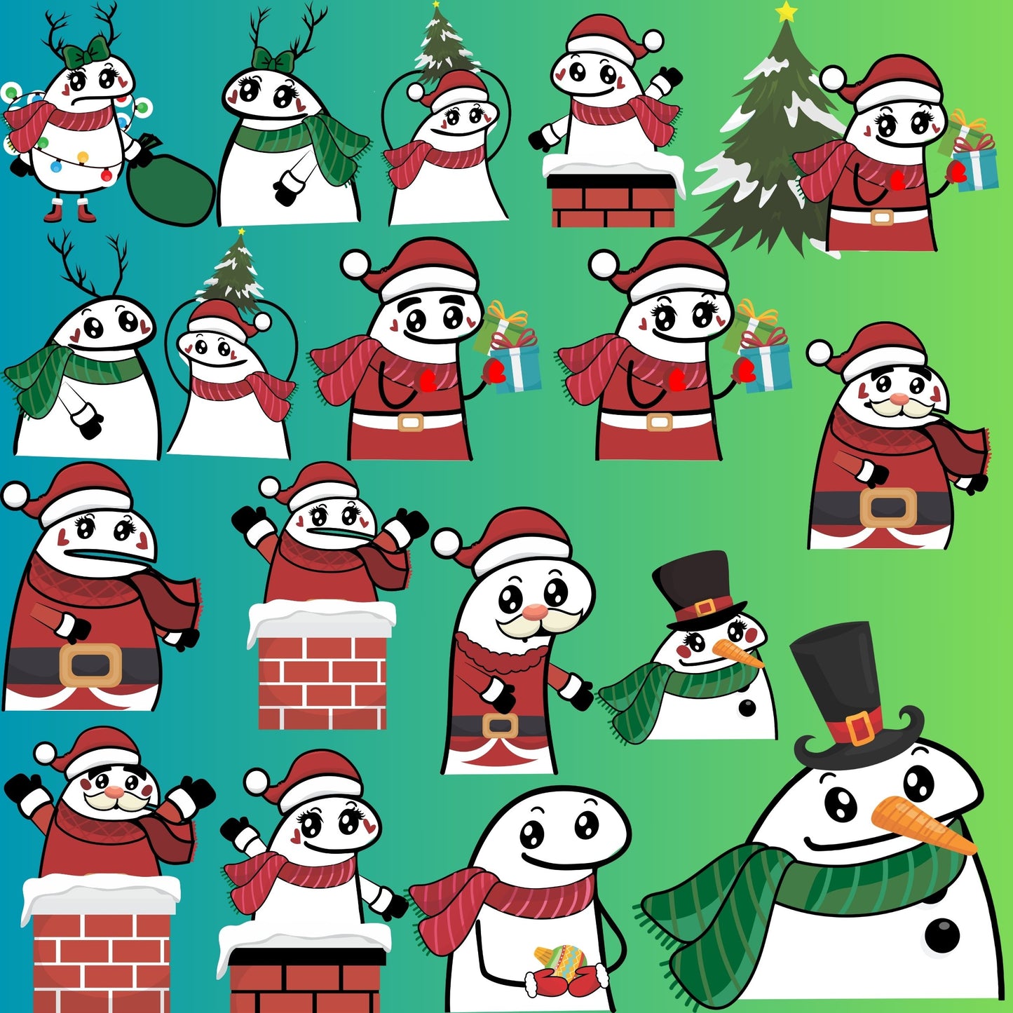 Christmas Flork Digital Kit | Funny Holiday Meme PNG