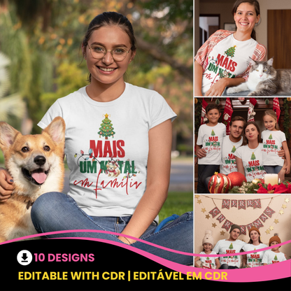 Family Christmas Shirt Sublimation PNG | Mais Um Natal em Família Design | Matching Family Xmas Shirts