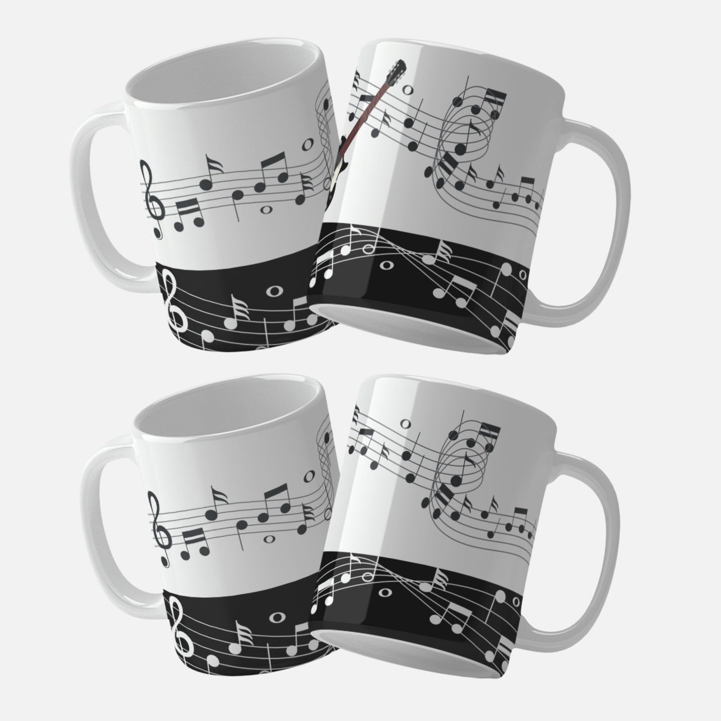 Guitar and Musical Notes Mug Wrap PNG