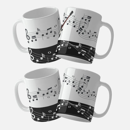Guitar and Musical Notes Mug Wrap PNG