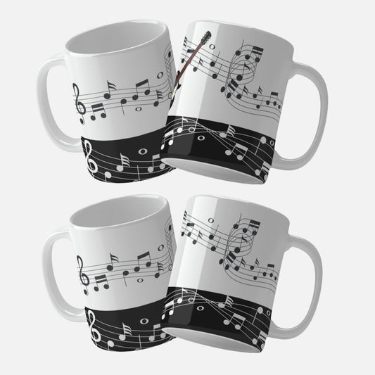 Guitar and Musical Notes Mug Wrap PNG