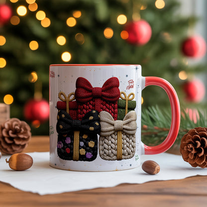 Knitted Christmas Mug Sublimation PNG Bundle | Cozy Holiday Mug Wrap Designs