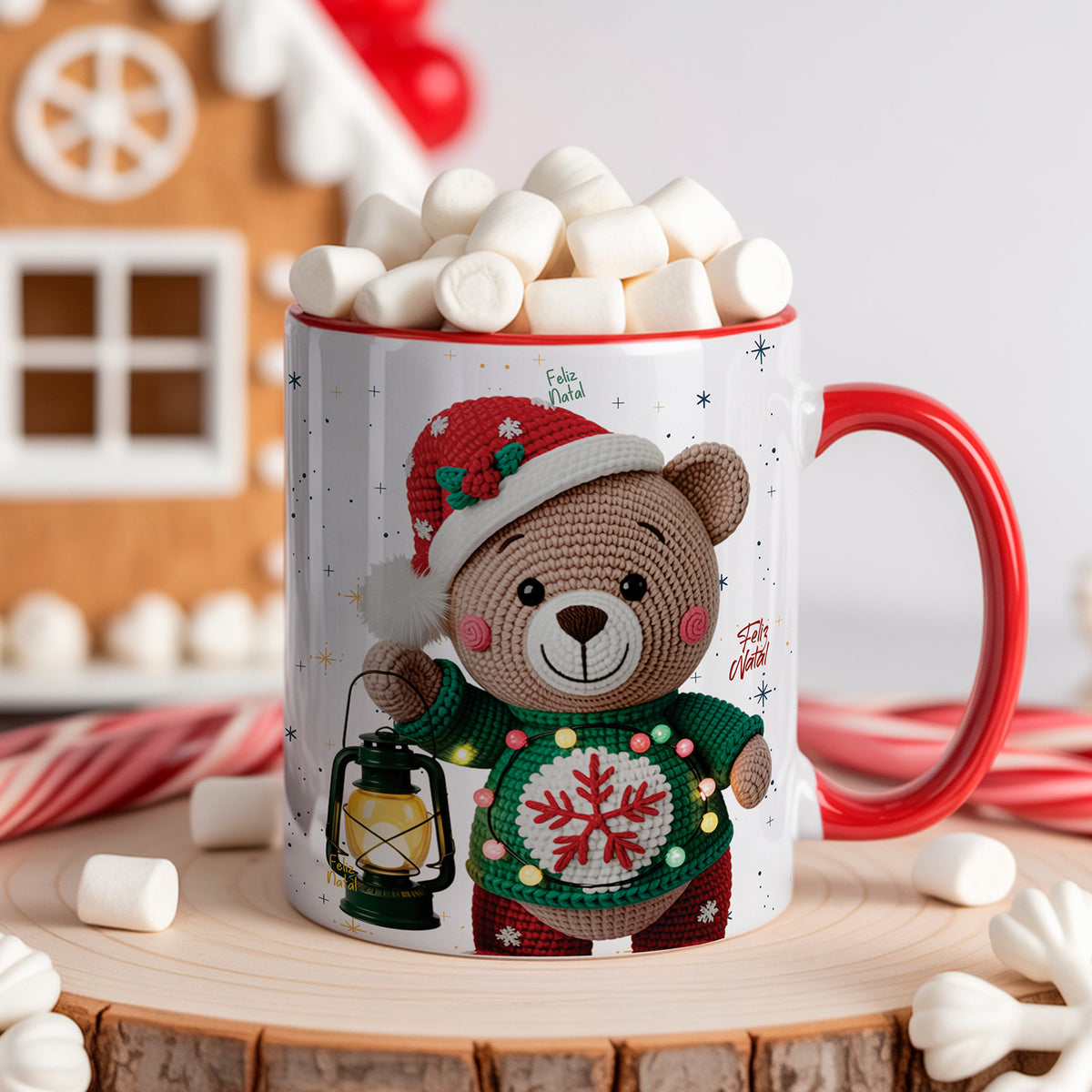 Knitted Christmas Mug Sublimation PNG Bundle | Cozy Holiday Mug Wrap Designs