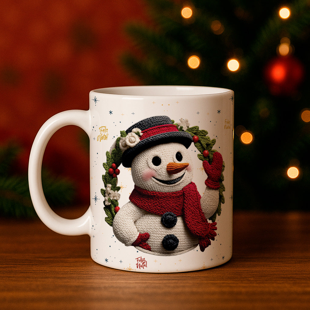 Knitted Christmas Mug Sublimation PNG Bundle | Cozy Holiday Mug Wrap Designs