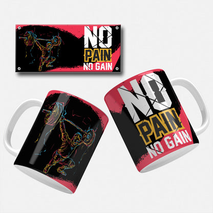 Gym Motivation No Pain No Gainn PNG Mug Wrap Designs Male