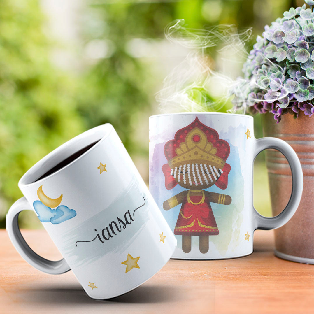 Cute Orixas Mug Sublimation PNG Bundle | Cute Orisha Coffee Cup Wrap Design
