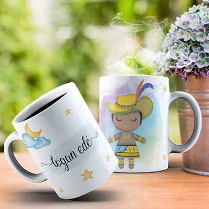 Cute Orixas Mug Sublimation PNG Bundle | Cute Orisha Coffee Cup Wrap Design