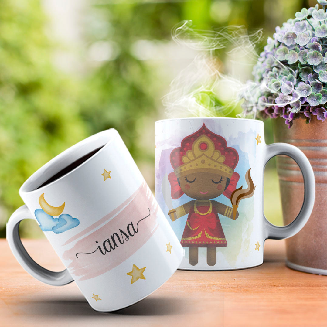 Cute Orixas Mug Sublimation PNG Bundle | Cute Orisha Coffee Cup Wrap Design