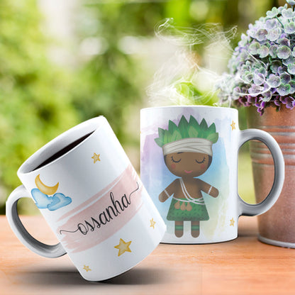 Cute Orixas Mug Sublimation PNG Bundle | Cute Orisha Coffee Cup Wrap Design