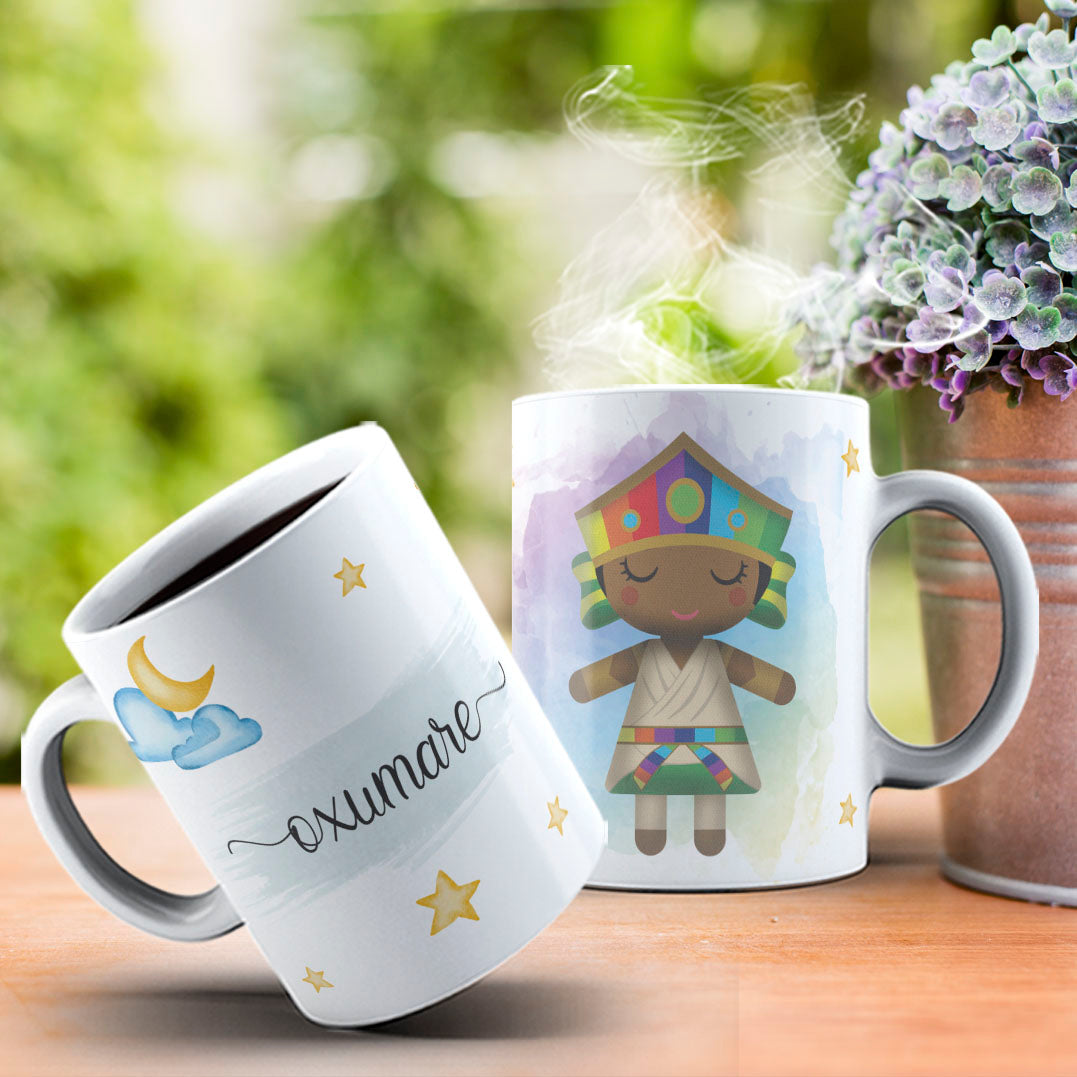 Cute Orixas Mug Sublimation PNG Bundle | Cute Orisha Coffee Cup Wrap Design