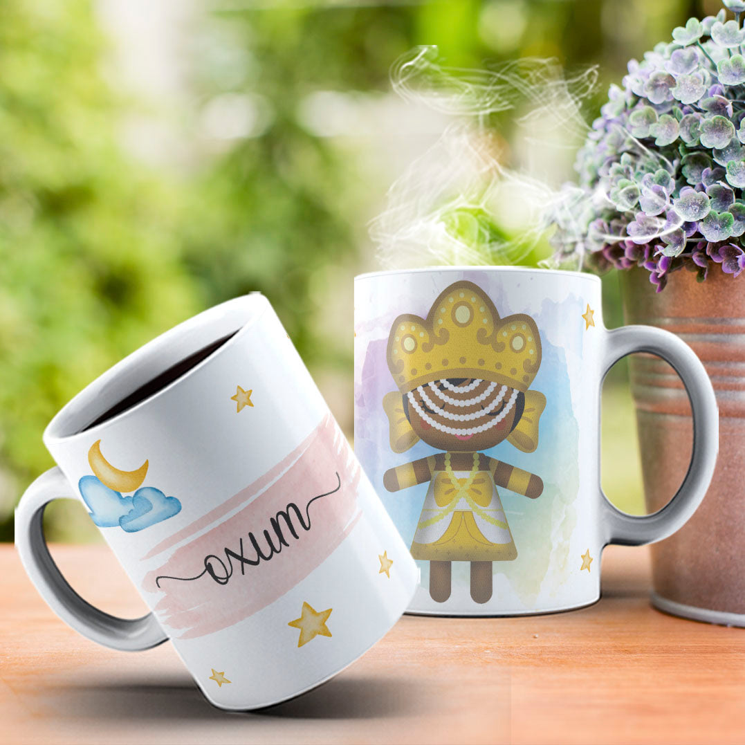 Cute Orixas Mug Sublimation PNG Bundle | Cute Orisha Coffee Cup Wrap Design
