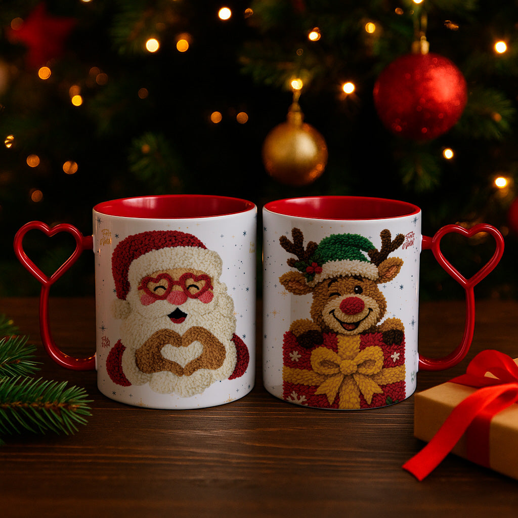 Knitted Christmas Mug Sublimation PNG Bundle | Cozy Holiday Mug Wrap Designs