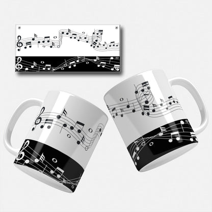 Guitar and Musical Notes Mug Wrap PNG