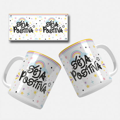 Motivational Mug design png-positiva-life-vibe-mind-mug-wrap.png - Bright and positive mug wrap design with the words Vida, Vibe, Mente Positiva and cute illustrations of flowers, stars, and bows